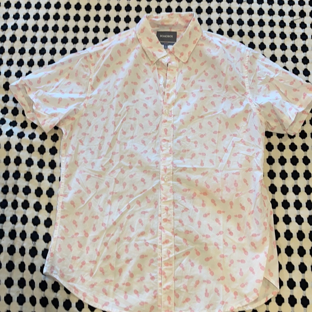 Bonobos short sleeve riviera shirt pineapple large slim fit